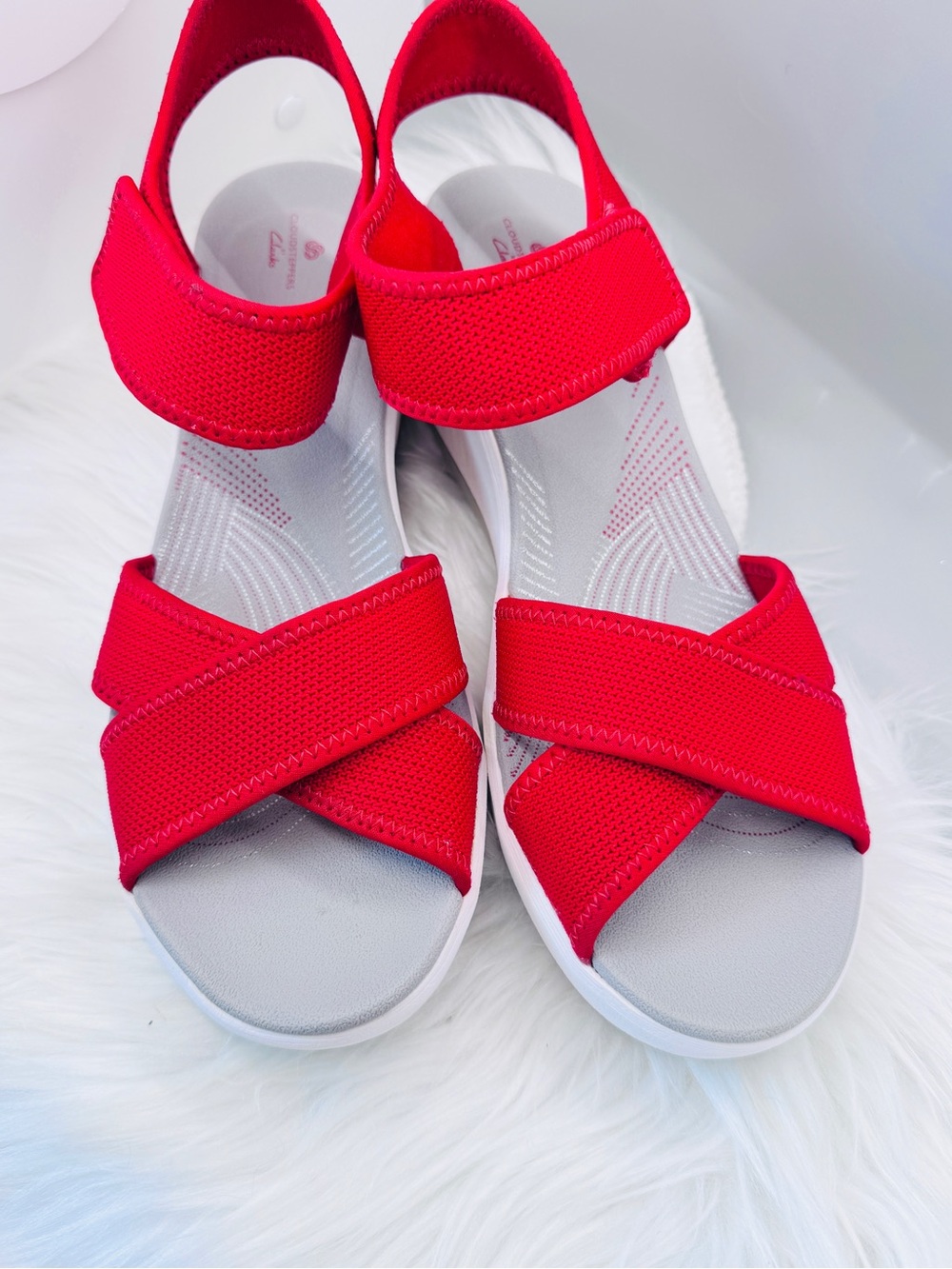 Clarks Cloudsteppers Step Cali Skye Wedge Sport Sandals Women’s 10 Red - Picture 3 of 12